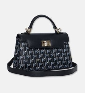 Maya.M Leticia Monogram Flap Bag, Black, Packshot View