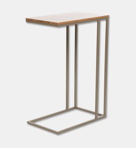 Home Deco and More Aston Wood Top Sofa Side Table, Grey, 40x25-cm, Packshot View