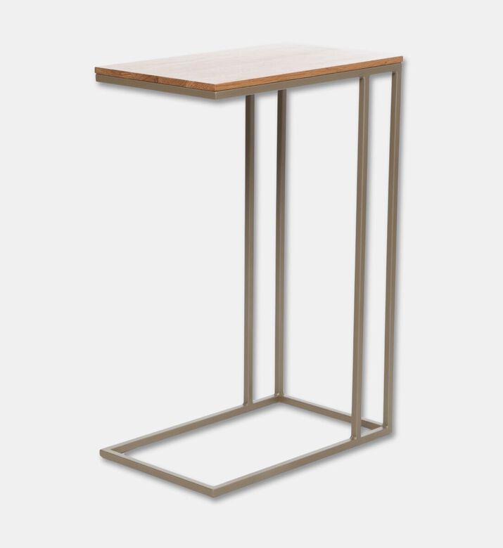 Home Deco and More Aston Wood Top Sofa Side Table, Grey, 40x25-cm, Packshot View