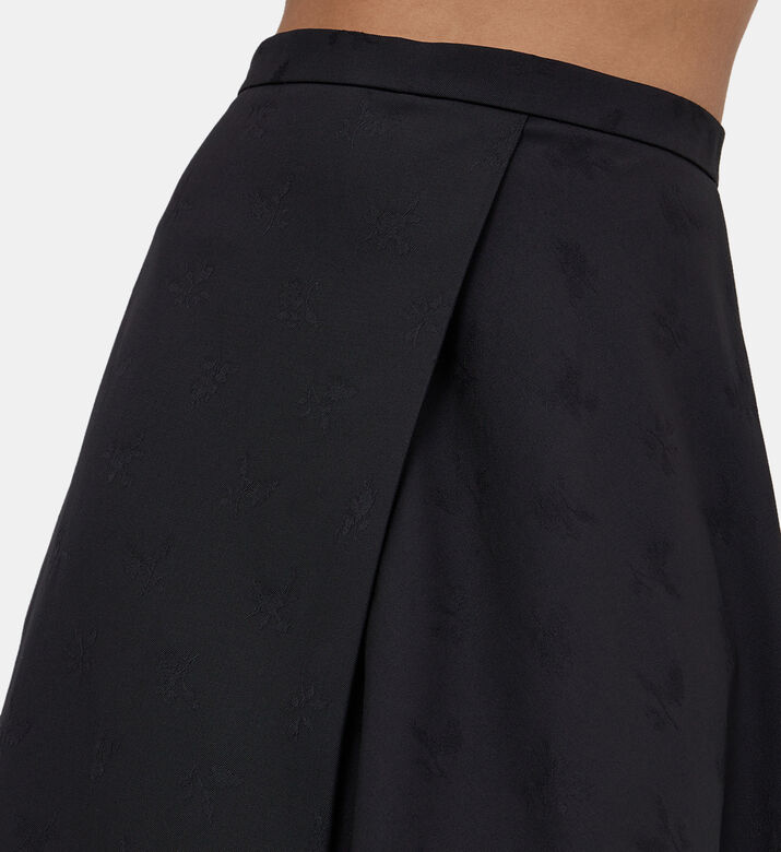Long Slit Jacquard Wool Skirt
