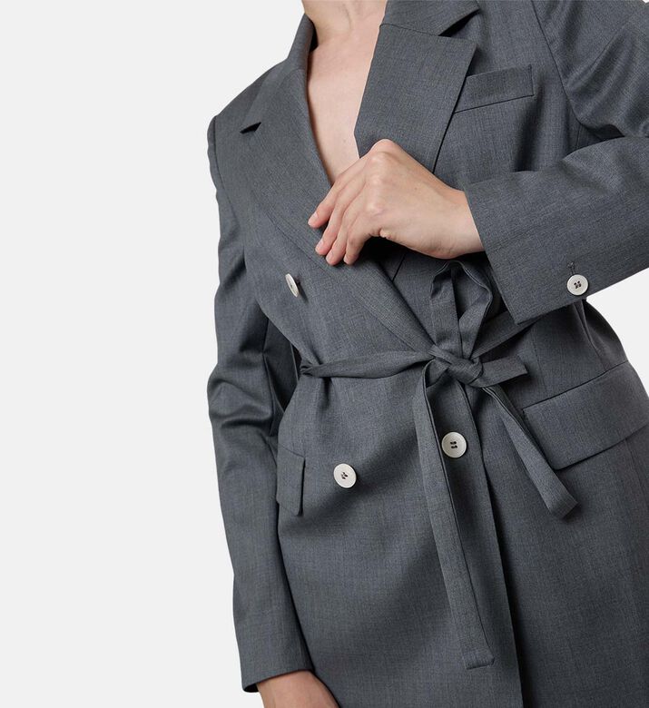 Beatrice B Button Closure Waist Belt Jacket, Model View