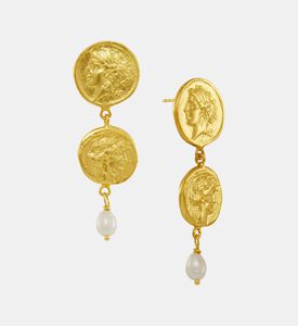 Ottoman Hands Double Coin Design Stud Earrings, Packshot View