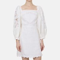 Floral-embroidery Short-sleeve Mini Dress
