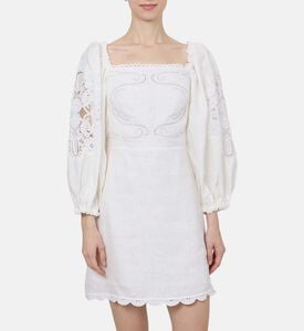 Floral-embroidery Short-sleeve Mini Dress Floral-embroidery Short-sleeve Mini Dress