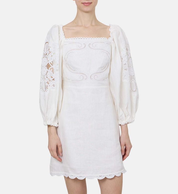 Floral-embroidery Short-sleeve Mini Dress Floral-embroidery Short-sleeve Mini Dress