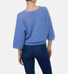 Ba and Sh Isaac Bell Sleeves Cropped Cardigan, Blue, Xs, Model View