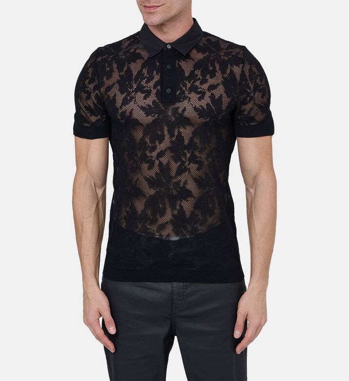 بولو محبوك بتأثير دانتيل