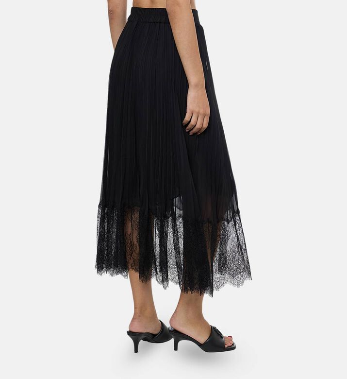 Edward Achour Paris Floral-embroidery Flared Skirt, Model View