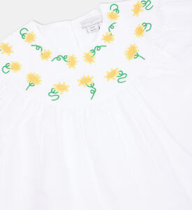 Flower Embroidery Puff Sleeve Top