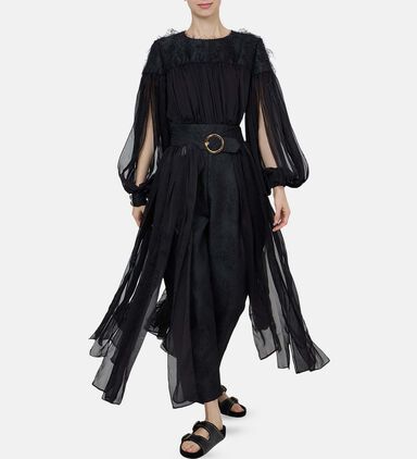 Dark Charm Long Pleated Sleeves Jumpsuit