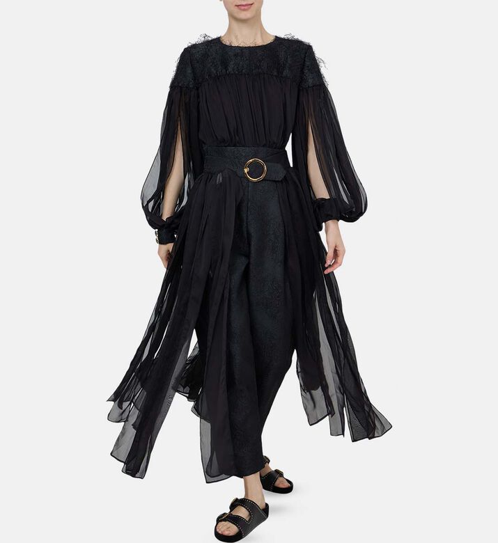 Dark Charm Long Pleated Sleeves Jumpsuit