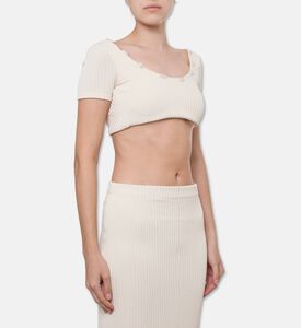 Palmacea Gaia Ribbed Knit Cropped Top, Model View