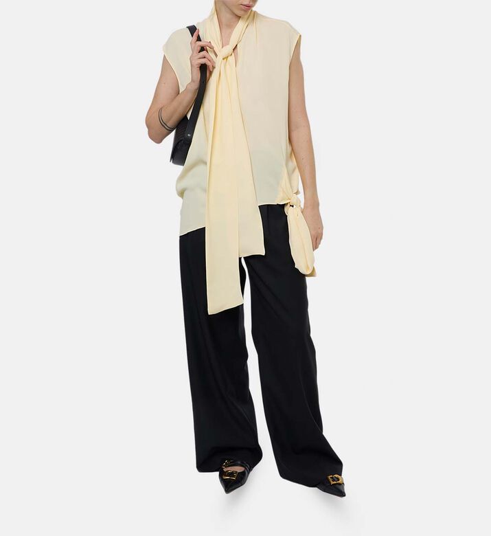 Plan C Wide-leg Button Closure Pants, Model View