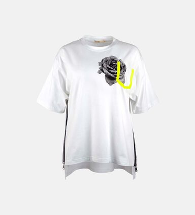 Industrial Pocket Flower Print Cotton T-shirt