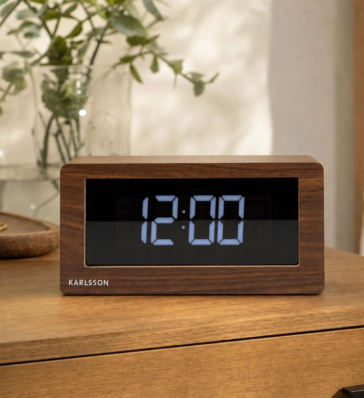 Karlsson Digital Alarm Led Table Clock, Brown, Model View