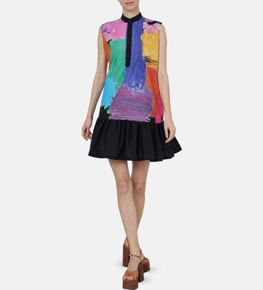 Paint Splashes Printed Short Dress