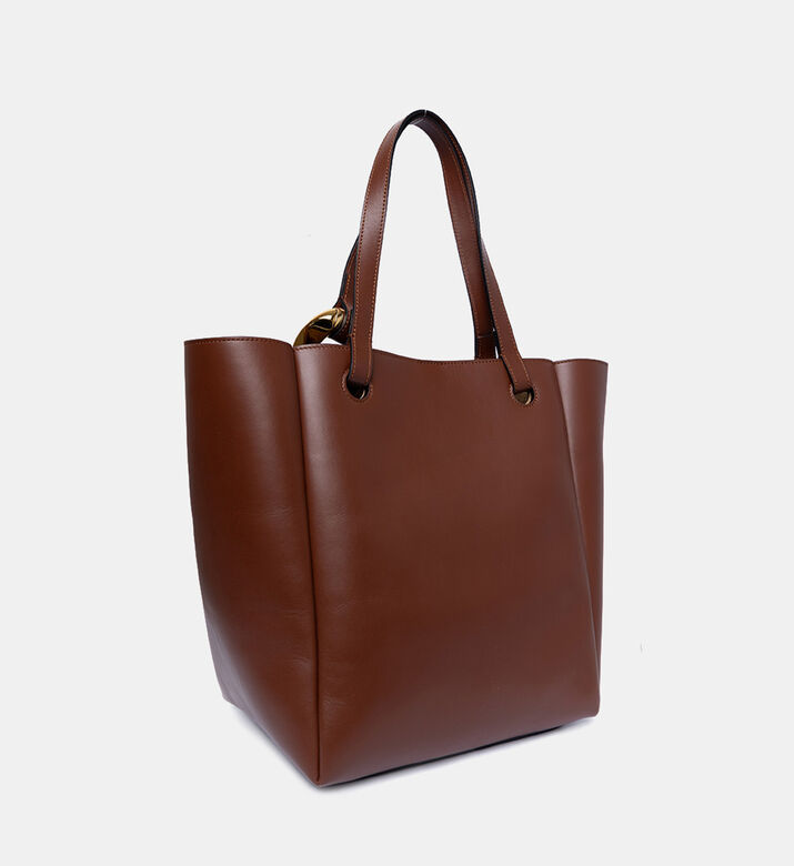 حقيبة جلد عجل بسلسلة ذهبية اللون