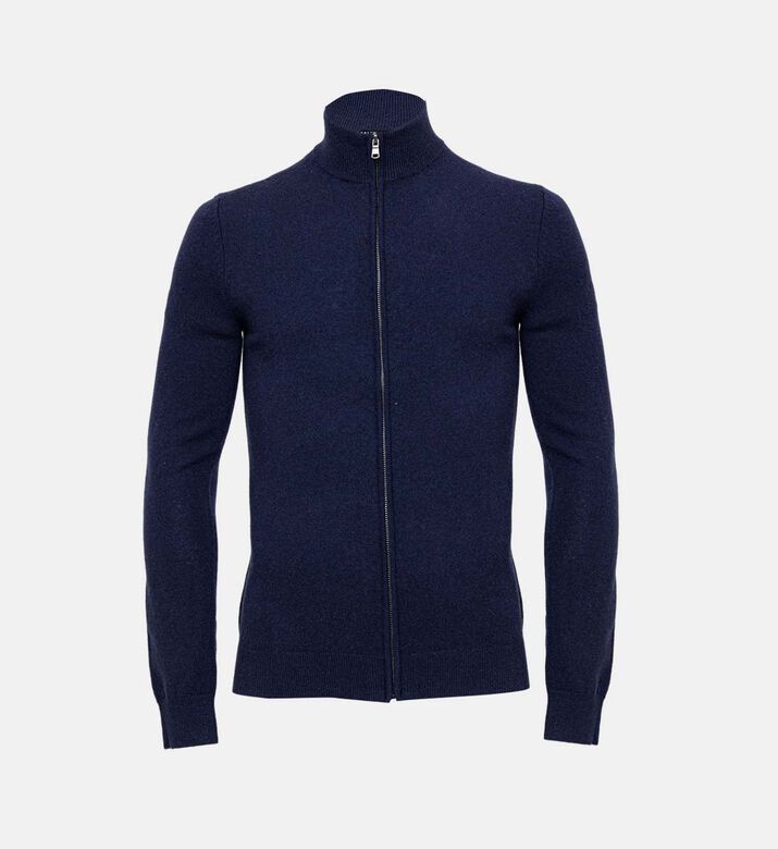 Cashmere High Collar Zipped Jacket