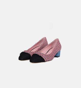 Striped Tweed Pointed-toe Pumps