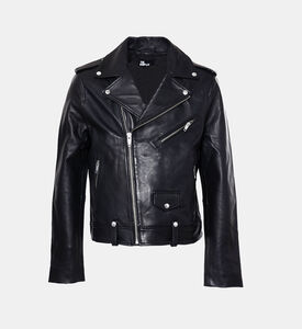 Leather Zip-up Biker Jacket