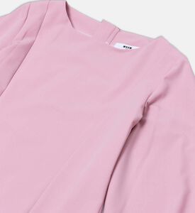 فستان طويل الأكمام بياقة دائرية تريكو