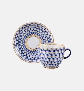Cobalt Net Tulip Saucer Coffee Cup