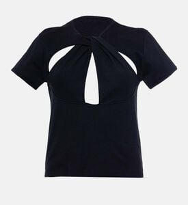 بلوزة قصيرة الأكمام بفتحات جانبية