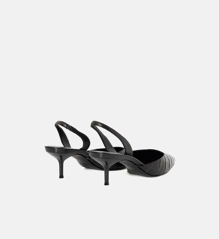Croco Leather Sling Heel Pumps Croco Leather Sling Heel Pumps