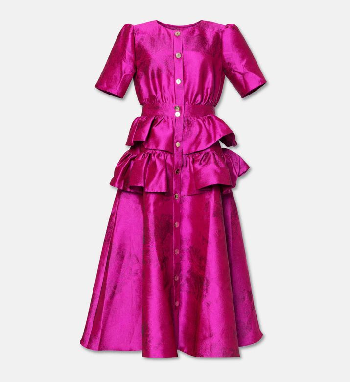 Poca and Poca Buttoned Ruffle Short-sleeve Midi Dress, Packshot View