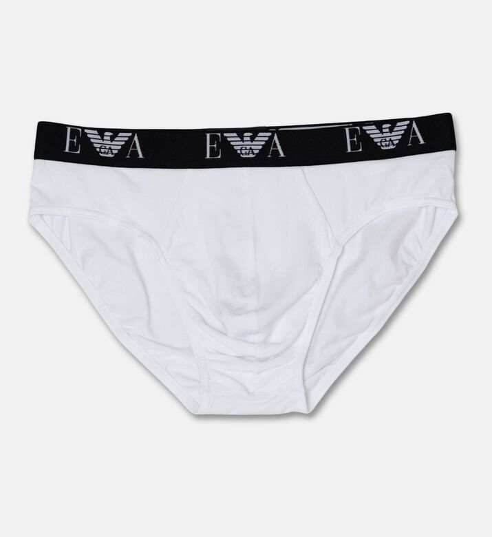 Emporio Armani Logo-waistband 3-pack Low-rise Briefs, White, Xl, Packshot View