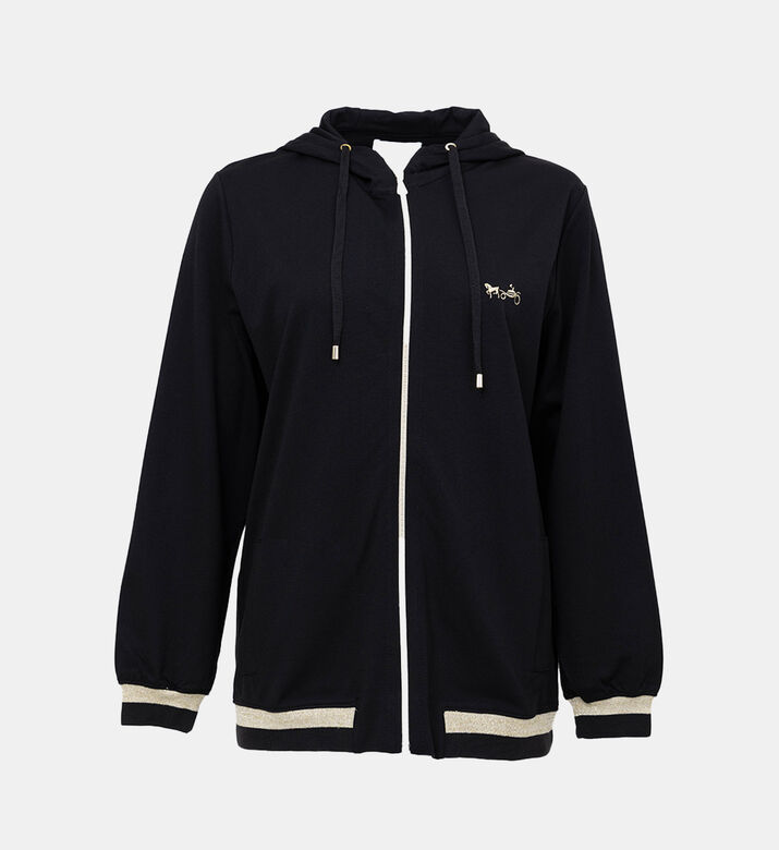 Contrasted Zipped Hooded Jacket Contrasted Zipped Hooded Jacket