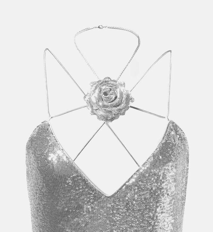 Heisey Sequined Rosette Maxi Dress