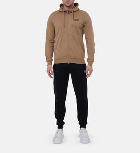 طقم طويل الأكمام بغطاء للرأس وسحاب إغلاق