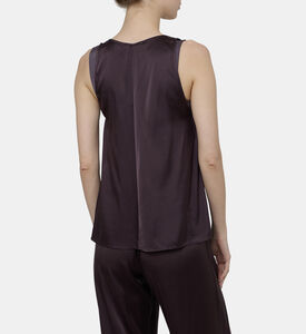 بلوزة بدون أكمام ساتان بياقة في