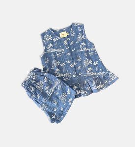 طقم شورت وبلوزة بطبعة استوائية