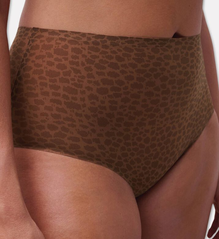 Chantelle High-waisted Leopard-print Briefs, Brown, Model View