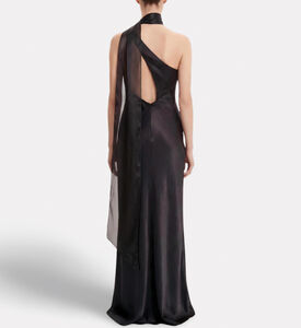 JW PEI Satin One-shoulder Organza Bow Dress, Model View