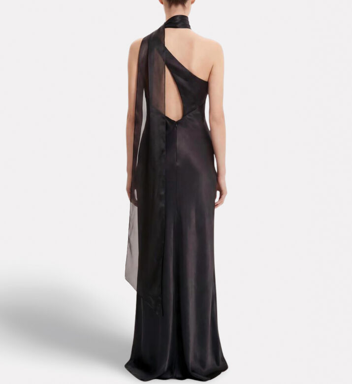 JW PEI Satin One-shoulder Organza Bow Dress, Model View
