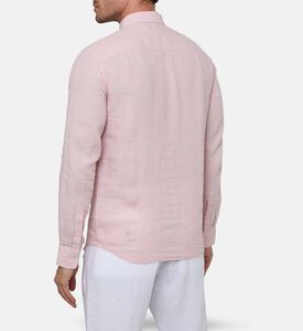 Galeries Lafayette Linen Button-down Classic Collar Shirt, Light-pink, M, Model View