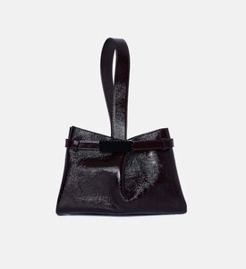 حقيبة كلاتش يد جلد مشدود بقطعة معدنية