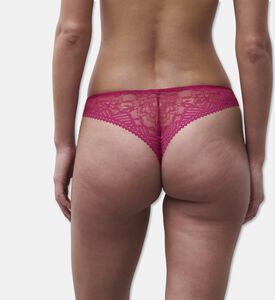 Chantelle Lace Semi-sheer Thong, Dark-pink, L, Model View
