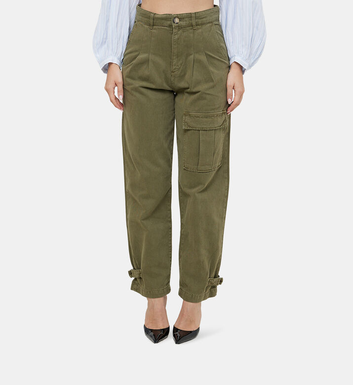 بنطال كستنائي عالي الخصر