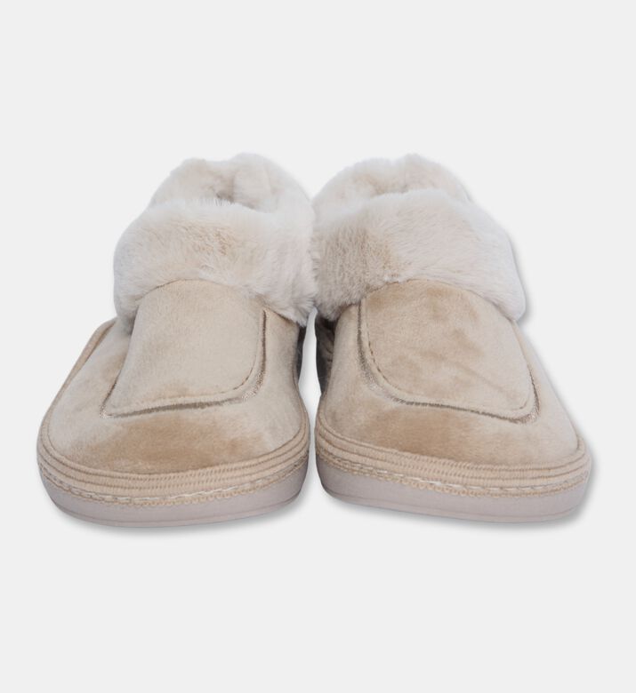 Salvi Faux-fur Trim Velvet-like Loafers, Camel, Eu-40, Packshot View