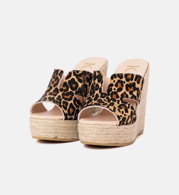 Animal Print Wedge Slippers