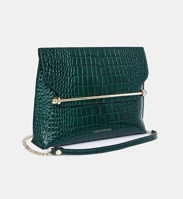 Stylist Embossed Croc Crossbody Bag