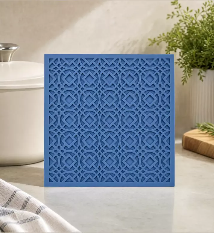 Images D'Orient Urban Chili Silicone Square Trivet, Navy, Model View