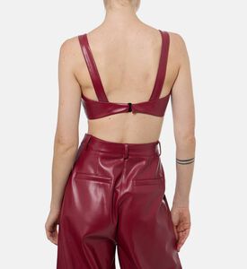 Rowen Rose Faux Leather Underwired Crop Top, Model View