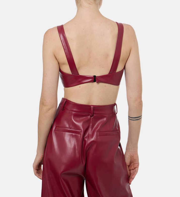 Rowen Rose Faux Leather Underwired Crop Top, Model View