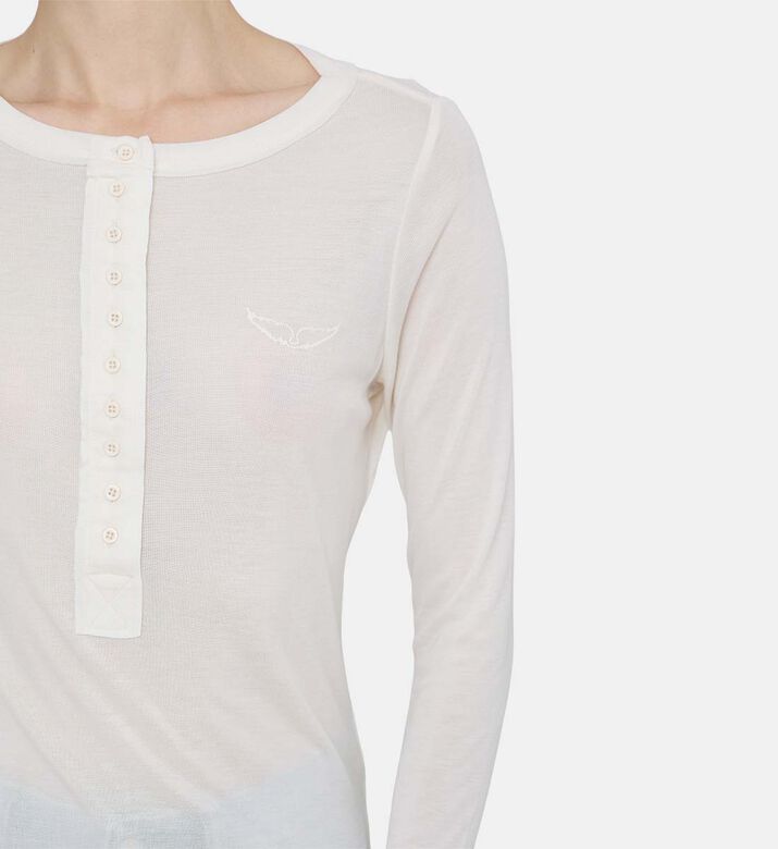 بلوزة بلير بأكمام طويلة إل آر بشعار أجنحة