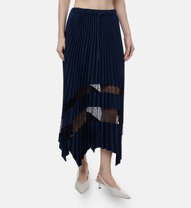 تنورة غير متماثلة بطيات متعددة النقوش